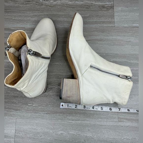I.N.K. Block Heel Ankle Side Zip Cream Leather Boots EU 39 US  8 - Picture 5 of 12